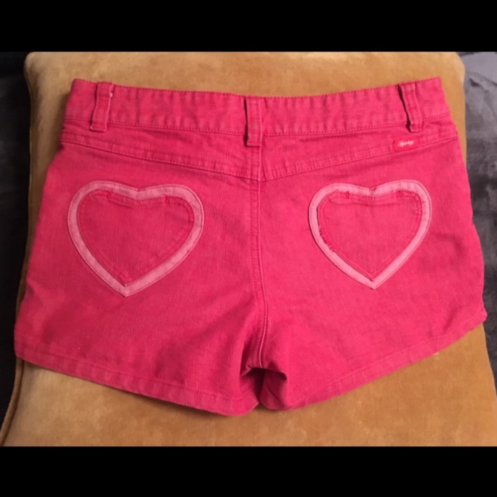 Hurley red shorts with heart pockets